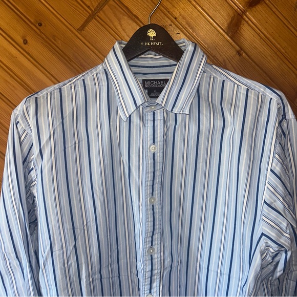 Michael Kors Light Blue and White Striped Shirt - Picture 3 of 5